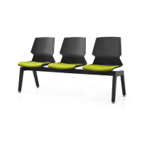 Prism Beam Chair - Black Shell Green Seat Pad 3 Seater