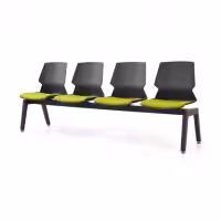 Prism Beam Chair - Black Shell Green Seat Pad 4 Seater