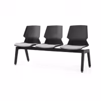 Prism Beam Chair - Black Shell Grey Seat Pad 3 Seater