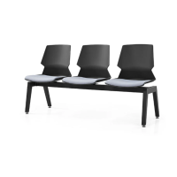 Prism Beam Chair - Black Shell Grey Seat Pad 3 Seater