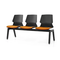 Prism Beam Chair - Black Shell Orange Seat Pad 3 Seater