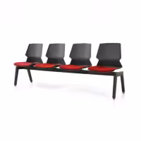 Prism Beam Chair - Black Shell Red Seat Pad 4 Seater