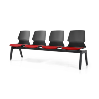 Prism Beam Chair - Black Shell Red Seat Pad 4 Seater