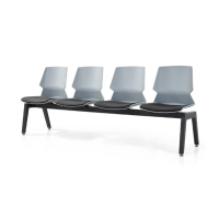 Prism Beam Chair - Grey Shell Black Seat Pad 4 Seater