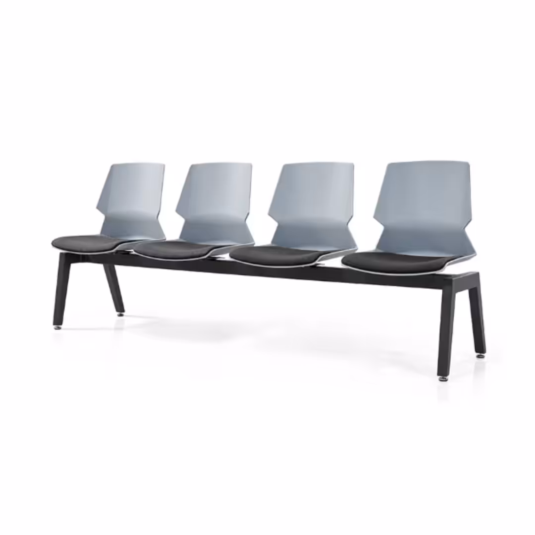 Prism Beam Chair - Grey Shell Black Seat Pad 4 Seater