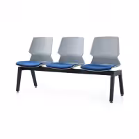 Prism Beam Chair - Grey Shell Blue Seat Pad 3 Seater