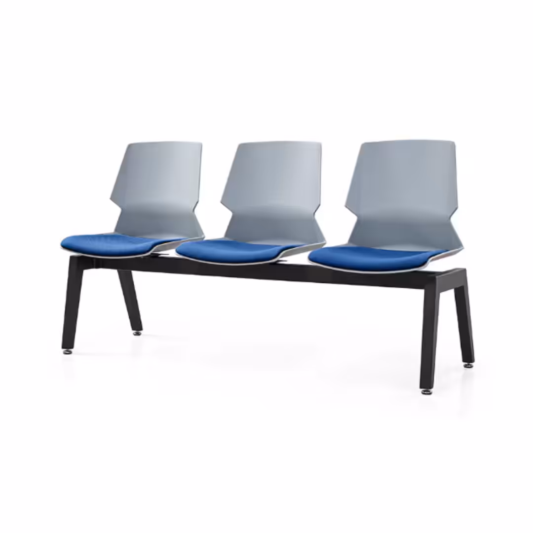 Prism Beam Chair - Grey Shell Blue Seat Pad 3 Seater