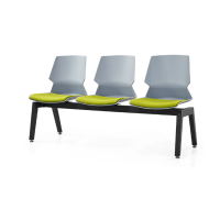 Prism Beam Chair - Grey Shell Green Seat Pad 3 Seater