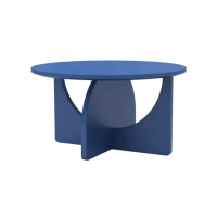 Plank End Coffee Table - Blue Round Top