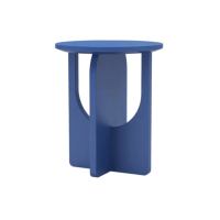 Plank End Side Table - Blue Round Top