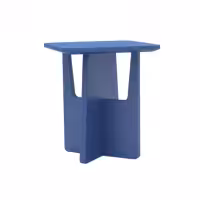 Plank End Side Table - Blue Square Top