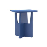 Plank End Side Table - Blue Square Top