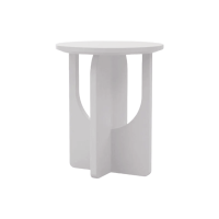Plank End Side Table - White Round Top
