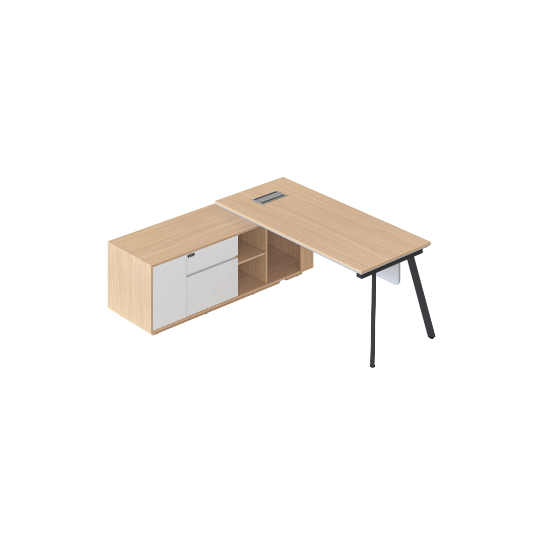 Casa Executive Desk and Cabinet - Black Legs Eternity Legs and Left Hand Side Cabinet