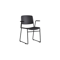 Ellis Sled Base Chair - Black Plastic Black Frame with Armrests