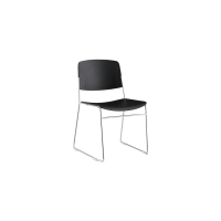 Ellis Sled Base Chair - Black Plastic Chrome Frame