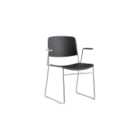 Ellis Sled Base Chair - Black Plastic Chrome Frame with Armrests