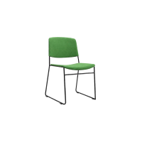 Ellis Sled Base Chair - Green Fully Upholstered Seat and Back Black Frame