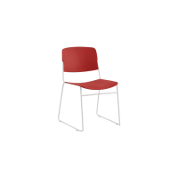 Ellis Sled Base Chair - Red Plastic White Frame