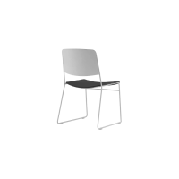 Ellis Sled Base Chair - White Plastic Back Black Seat Pad White Frame