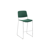 Ellis Stool - Green Fully Upholstered Seat and Back Chrome Frame