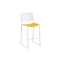 Ellis Stool - White Plastic Yellow Seat Pad White Frame