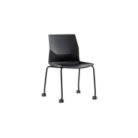 Rita 4 Leg Castors Chair - Black Plastic Black Frame no Armrests
