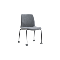 Rita 4 Leg Castors Chair - Grey Fully Upholstered Black Frame no Armrests