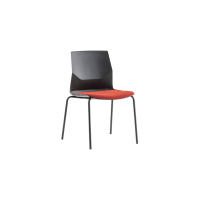 Rita 4 Leg Chair - Black Plastic Orange Seat Pad Black Frame no Armrests