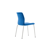 Rita 4 Leg Chair - Blue Fully Upholstered White Frame no Armrests Back Angled View