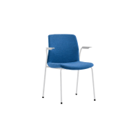 Rita 4 Leg Chair - Blue Fully Upholstered White Frame with Armrests