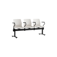Rita Beam Seating - White Plastic 3 Seat with Armrests