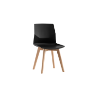 Rita Side Chair (Timber Base) - Black Plastic Seat