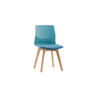 Rita Side Chair (Timber Base) - Blue Plastic Blue Seat Pad