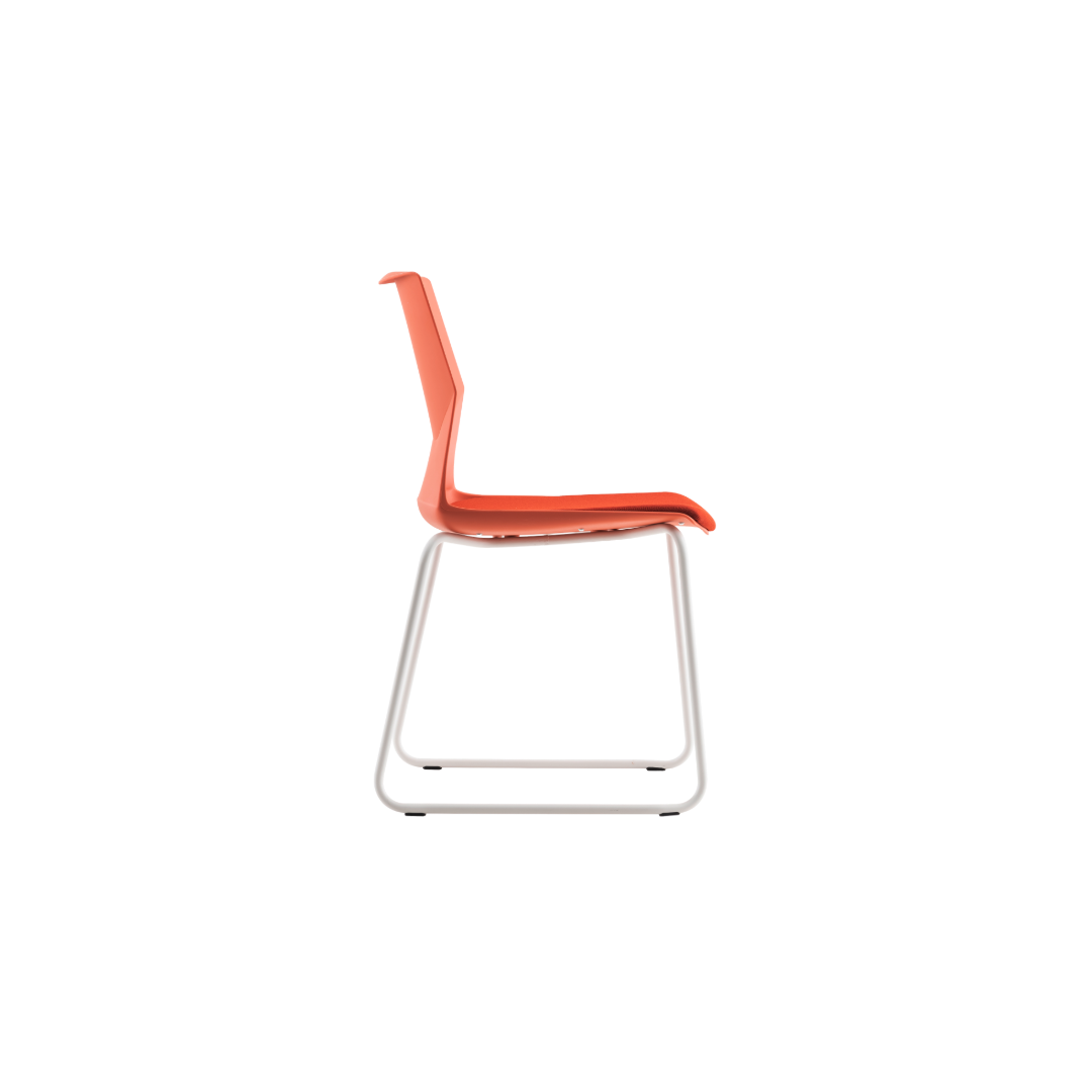 Rita Sled Base Chair - Orange Plastic Orange Seat Pad White Frame