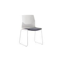 Rita Sled Base Chair - White Plastic Grey Seat Pad White Frame