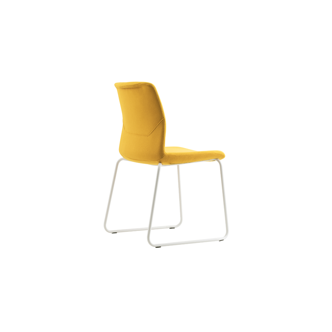 Rita Sled Base Chair - Yellow Fully Upholstered White Frame