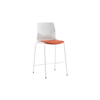 Rita Stool - White Plastic Orange Seat Pad White Frame