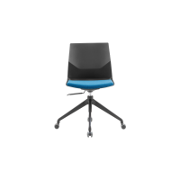 Rita Task Chair - Black Plastic Blue Seat Pad Black Frame no Armrests