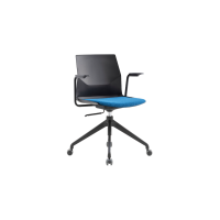 Rita Task Chair - Black Plastic Blue Seat Pad Black Frame with Armrests