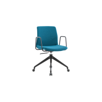 Rita Task Chair - Blue Fully Upholstered Black Frame with Armrests