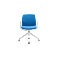 Rita Task Chair - Blue Fully Upholstered White Frame with Armrests 1