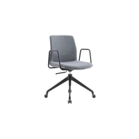 Rita Task Chair - Grey Fully Upholstered Black Frame with Armrests 1