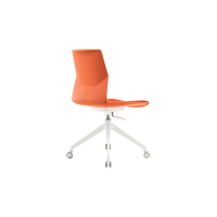 Rita Task Chair - Orange Plastic Orange Seat Pad White Frame no Armrests
