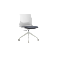 Rita Task Chair - White Plastic Grey Seat Pad White Frame no Armrests