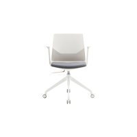 Rita Task Chair - White Plastic Grey Seat Pad White Frame with Armrests